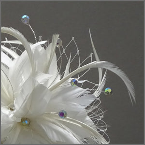 Large White Feather Flower Occasion Fascinator