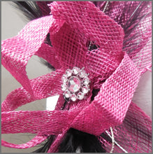 Load image into Gallery viewer, Magenta &amp; Black Wedding Guest Feather Fascinator