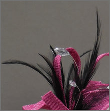 Load image into Gallery viewer, Magenta &amp; Black Wedding Guest Feather Fascinator