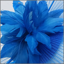 Load image into Gallery viewer, Marine Blue Occasion Fascinator with Feather Flower