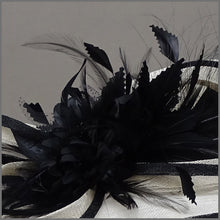 Load image into Gallery viewer, Mother of the Bride Hat in Black &amp; Ivory