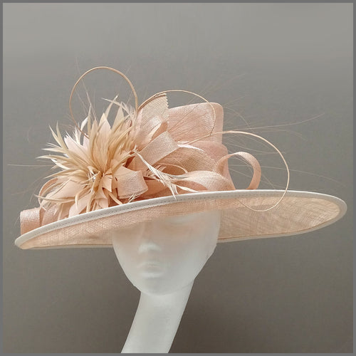 Mother of the Bride Wedding Hat in Nude Blush Pink