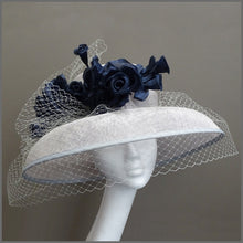 Load image into Gallery viewer, Mother of the Bride Wedding Hat in Silver Grey &amp; Navy