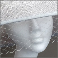 Load image into Gallery viewer, Wedding Hat with Netting in Silver Grey &amp; Navy