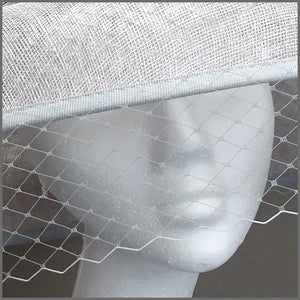 Wedding Hat with Netting in Silver Grey & Navy