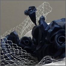 Load image into Gallery viewer, Mother of the Bride Wedding Hat in Silver Grey &amp; Navy