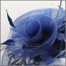 Load image into Gallery viewer, Navy Crinoline Rose Fascinator for Formal Event