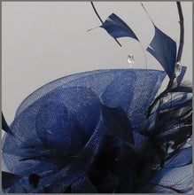 Load image into Gallery viewer, Navy Crinoline Rose Fascinator for Formal Event