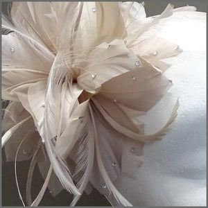 Nude Floral Feather Special Occasion Headpiece