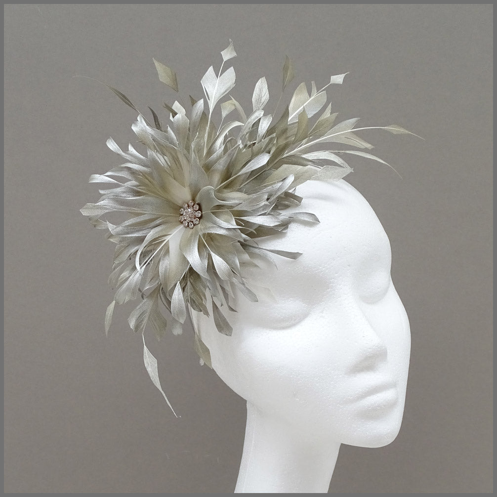 Occasion Feather Fascinator in Champagne Gold for Wedding