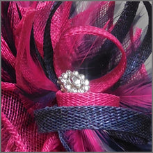 Load image into Gallery viewer, Occasion Feather Fascinator in Fuschia Pink &amp; Navy