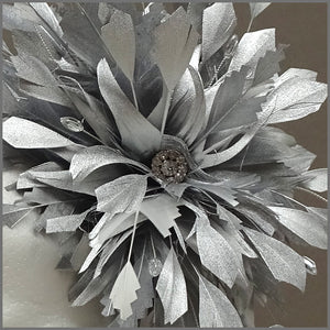 Occasion Feather Fascinator in Metallic Silver for Formal Event