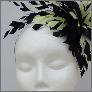 Occasion Feather Fascinator in Navy & Lemon