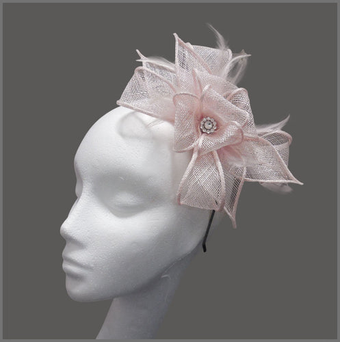 Pale Pink Wedding Guest Fascinator on Headband