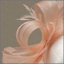 Load image into Gallery viewer, Peach Crinoline Special Occasion Feather Fascinator