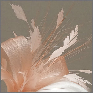 Peach Crinoline Wedding Guest Feather Fascinator