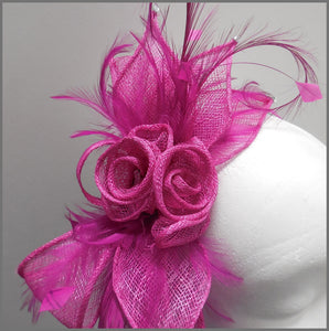 Peony Pink Rose Wedding Fascinator on Headband