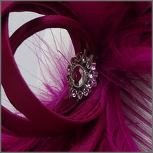 Load image into Gallery viewer, Pretty Magenta Occasion Fascinator with Diamanté