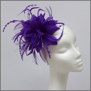 Purple Feather Flower Fascinator for Wedding Guest