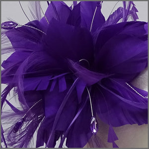 Purple Feather Flower Fascinator for Wedding Guest