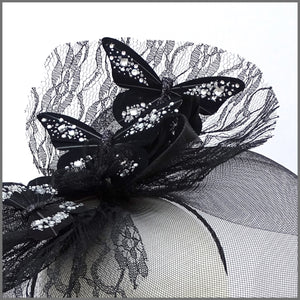 Quirky Black Butterfly Crinoline Disc Fascinator for Formal Event