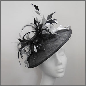 Race Day Feather Hatinator in Black & Silver