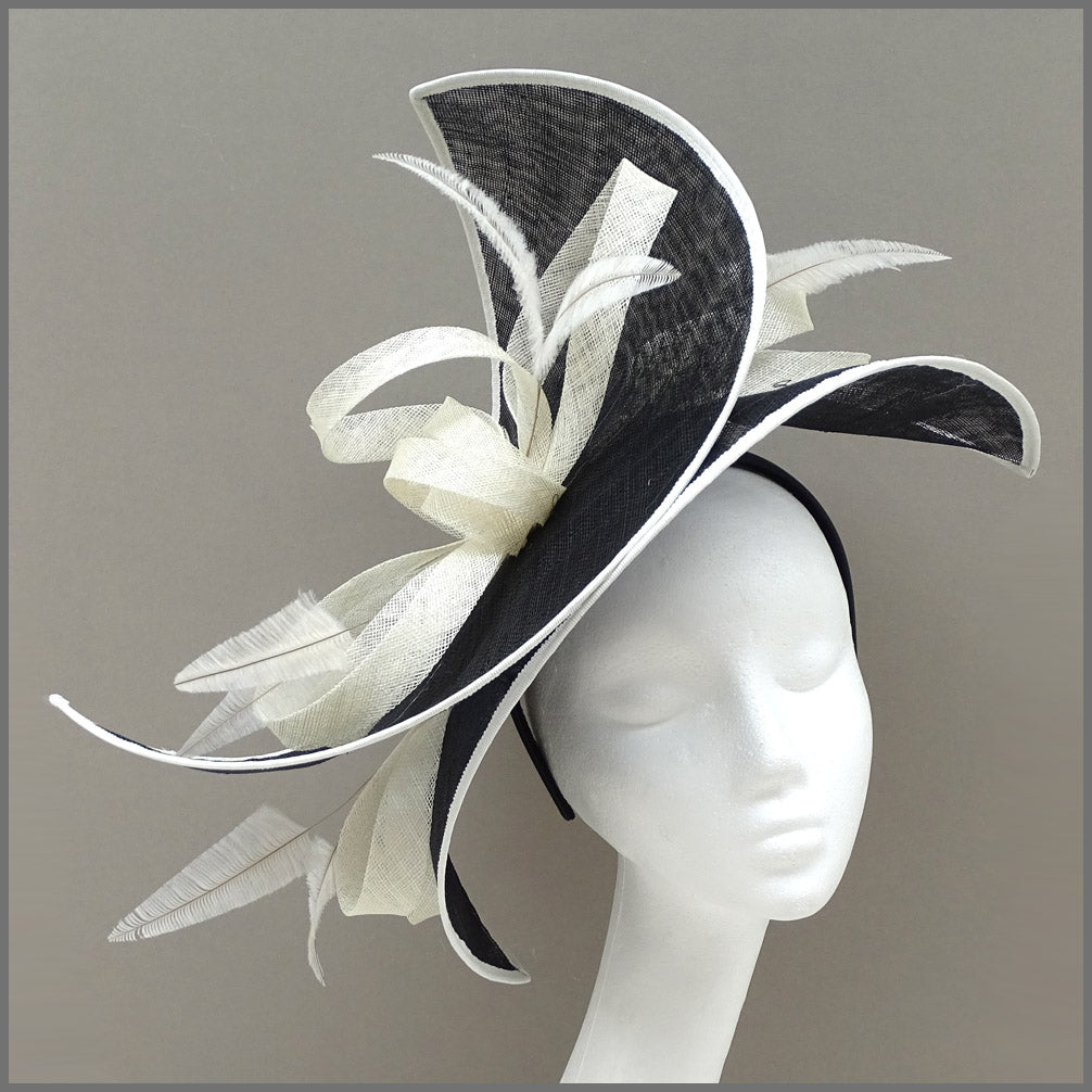 Ladies Day Double Layered Hatinator in Black & Ivory