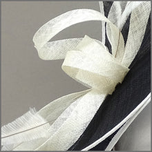 Load image into Gallery viewer, Formal Event Double Layered Disc Fascinator in Black &amp; Ivory