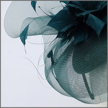 Load image into Gallery viewer, Racing Green Crinoline Feather Headpiece for Race Day