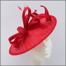 Load image into Gallery viewer, Red Sinamay Hatinator/Disc Fascinator for Special Occasion