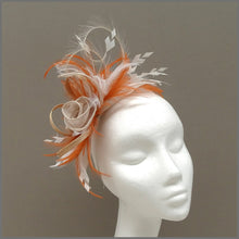 Load image into Gallery viewer, Rose Fascinator Headpiece in Orange, Oyster &amp; Ivory