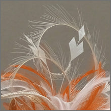 Load image into Gallery viewer, Rose Feather Fascinator in Orange, Oyster &amp; Ivory