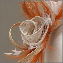 Load image into Gallery viewer, Special Occasion Fascinator Headpiece in Orange, Oyster &amp; Ivory