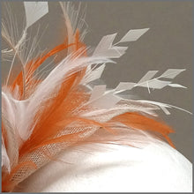 Load image into Gallery viewer, Rose Fascinator Headband in Orange, Oyster &amp; Ivory