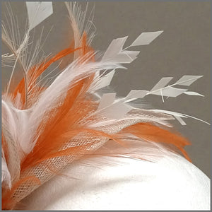 Rose Fascinator Headband in Orange, Oyster & Ivory