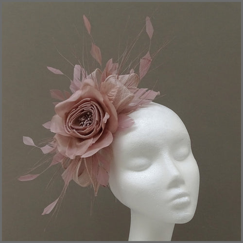 Rose Occasion Fascinator Headband in Nude Pink