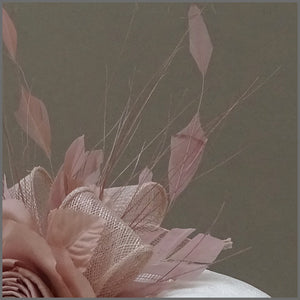 Feather Occasion Fascinator Headband in Nude Pink