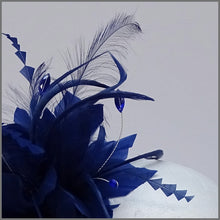Load image into Gallery viewer, Royal Blue Flower Feather Formal Event Headpiece