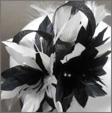 Load image into Gallery viewer, Small Black &amp; White Feather Occasion Fascinator