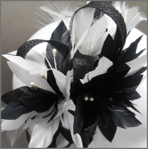 Small Black & White Feather Occasion Fascinator