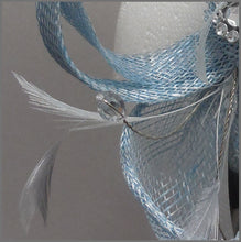 Load image into Gallery viewer, Small Pale Blue Feather Fascinator with Diamanté