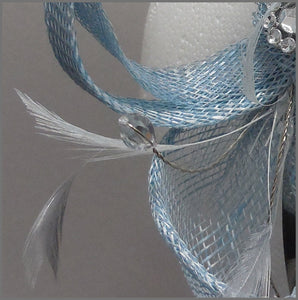 Small Pale Blue Feather Fascinator with Diamanté