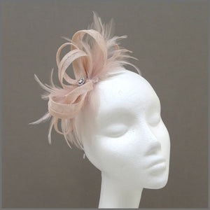 Small Wedding Guest Fascinator in Blush Pink