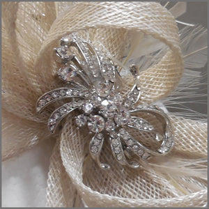 Special Occasion Feather Fascinator in Oyster