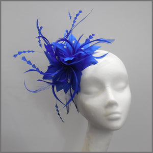 Occasion Feather Fascinator in Sapphire Blue