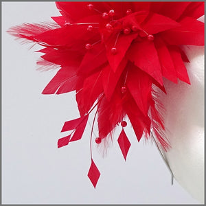 Unique Full Feather Red Formal Fascinator