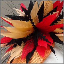 Load image into Gallery viewer, Vibrant Red &amp; Orange Disc Floral Fascinator