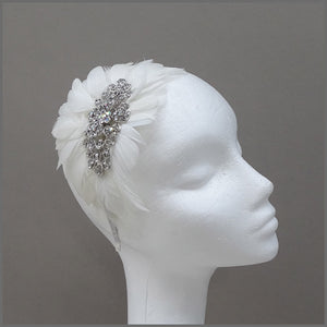 Vintage Style Headdress with White Feathers