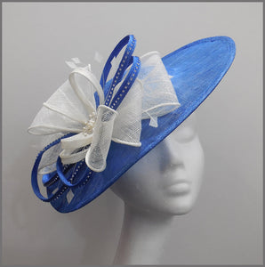 Julia Disc Fascinator Cobalt Blue White