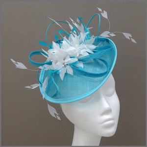 Flower Hatinator in Peacock & White for Wedding or Race Day